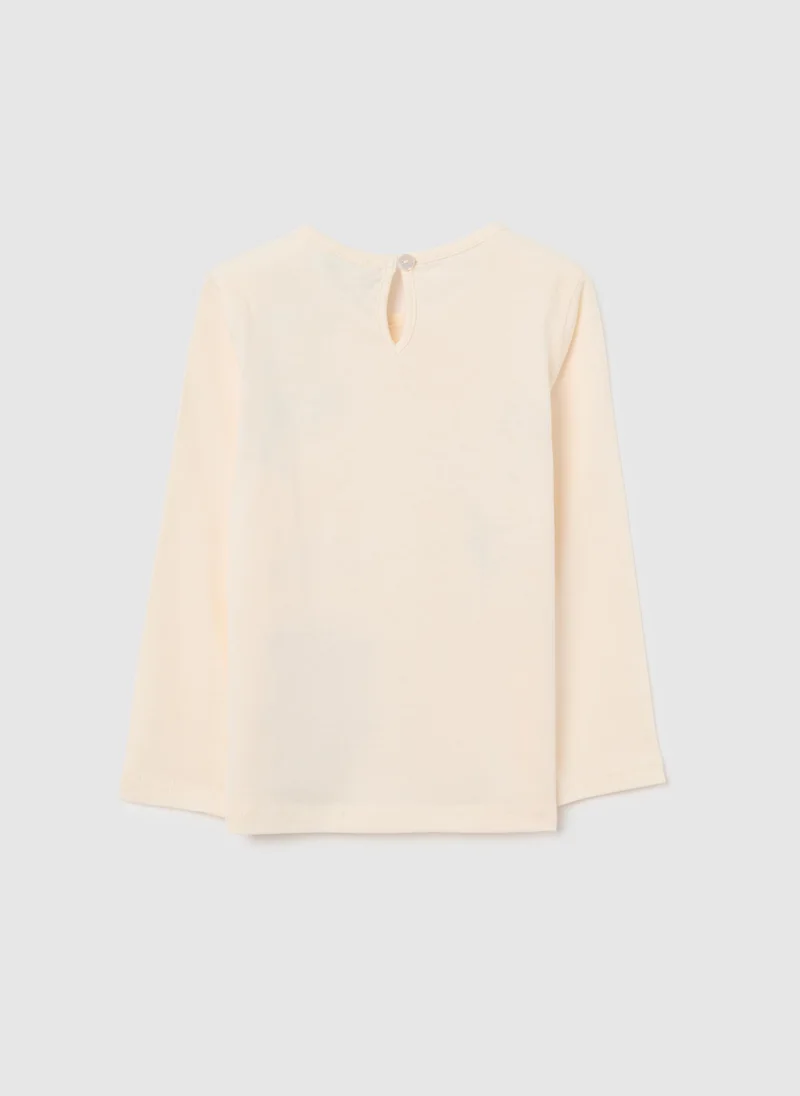 او في اس OVS Beige Pure Cotton Regular Fit Girlâ€™S T-Shirt